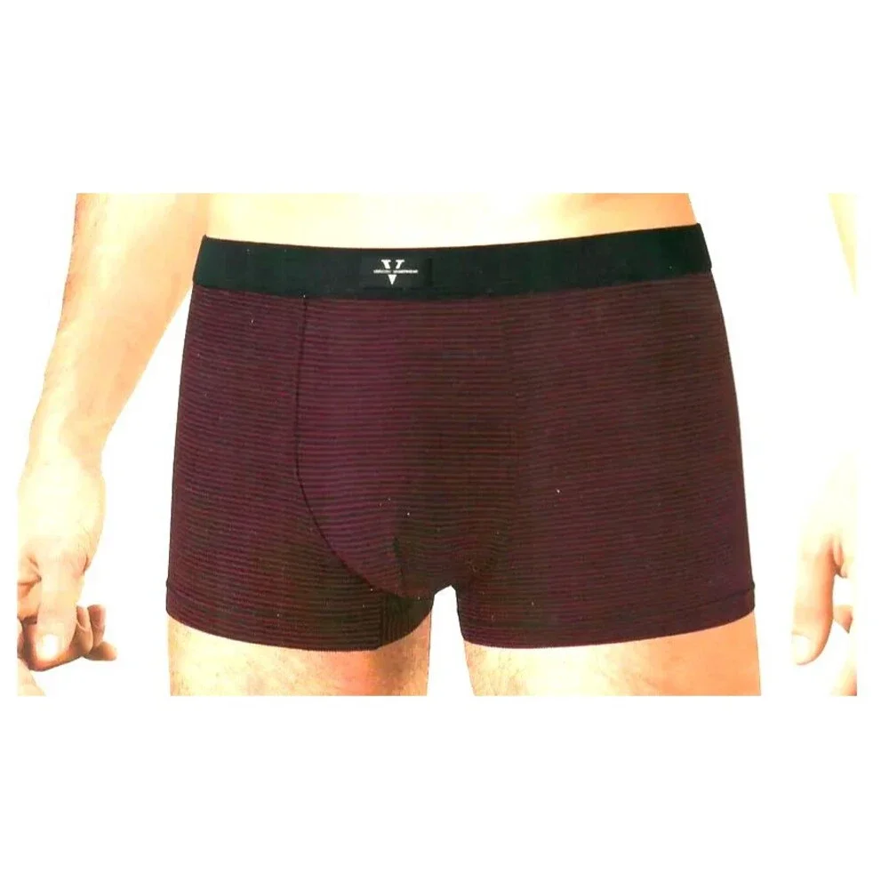 Men's 3XL Black Burgundy Striped Trunks Underwear Boxer Briefs Soft Breathable